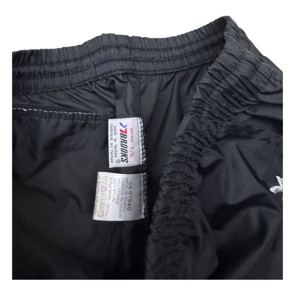 BROOKS Vintage 90s Black Windbreaker Splash Track Pants Mens Large - Picture 3 of 6